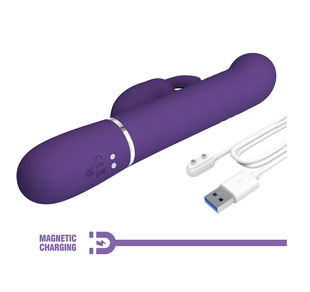 Vibrador Conejo con Empuje y Perlas Vibratorias Giratorias 3